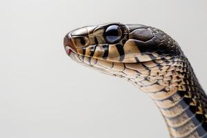 A close up of a snake's head photo