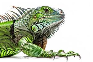 An iguana is sitting on a white background photo