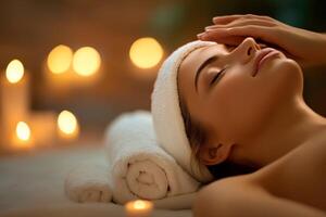 A woman getting a spa treatment in a spa photo