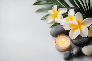 Spa background with frangipani flower and stones photo