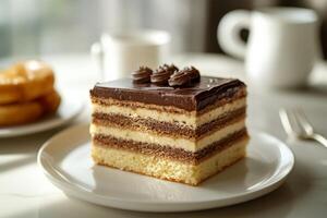 A piece of cake on a plate photo
