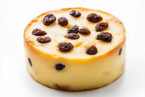 A cake with raisins on top photo