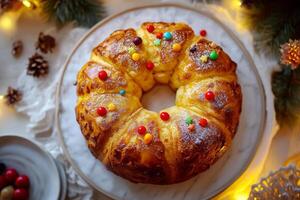 A christmas cake with sprinkles and candy photo