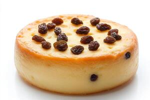 A cake with raisins on top photo