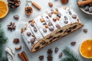 A loaf of bread with dried fruits and spices photo