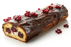 A chocolate cake with cranberries on top photo