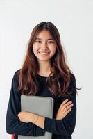 Asian student girl holding a folder photo
