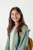 Portrait of asian female student smiling with backpack photo