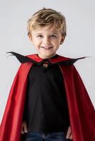 A young boy wearing a vampire costume photo