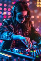Dj playing music at a party photo