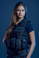 A beautiful woman in a police uniform photo