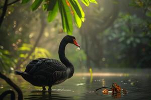 Black swan in the jungle photo
