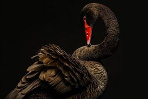A black swan with a red beak photo