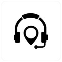 Headphone Location and pin icon concept vector
