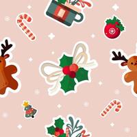 seamless cute christams pattern with decor elements. seamless print in flat style vector