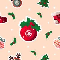 seamless cute christams pattern with tree toy decor elements.seamless print in flat style vector