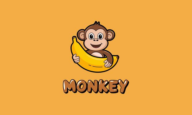 Smiling monkey holding a banana cartoon