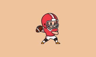 Cartoon football player in action with a ball and helmet vector