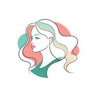 Single-Line Face Art with Abstract Overlays. vector