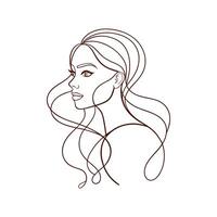 Continuous Line Face with Light Color. vector