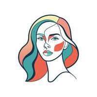 Flowing Line Portrait with Soft Color Blends. vector