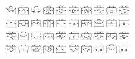 Line Signs of portfolio, briefcase and suitcase for business for Advertisement. Suitable for books, stores, shops. Editable stroke in minimalistic outline style. Symbol for design vector