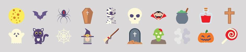 Halloween Colorful Flat Illustrations for infographics, books, banners and other designs vector