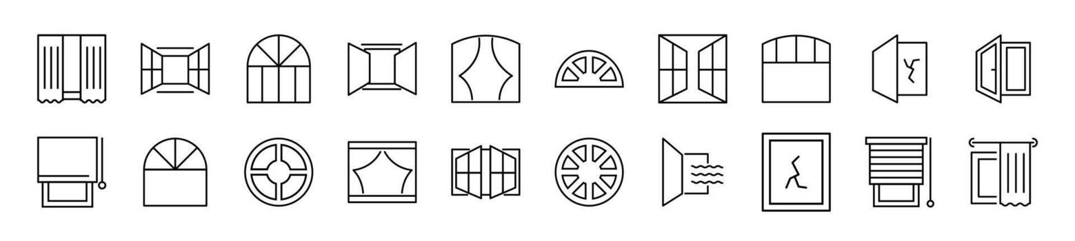 conjunto de línea íconos de ventana. editable ataque. sencillo contorno firmar para web sitios, periódicos, artículos libro vector