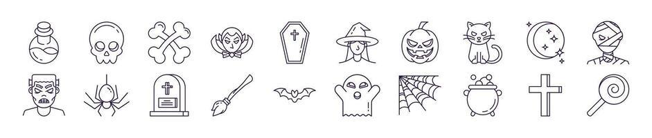 Signs of Halloween for Shops and Stores. Suitable for books, stores, shops. Editable stroke in minimalistic outline style. Symbol for design vector