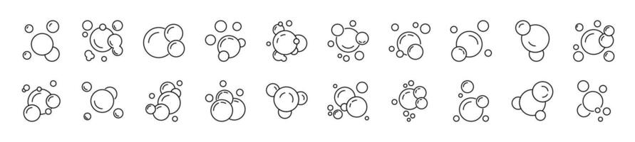 Collection of Signs of Foam. Suitable for books, stores, shops. Editable stroke in minimalistic outline style. Symbol for design vector