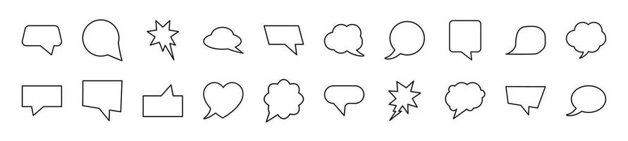 Collection of outline symbol of speech bubbles. Editable stroke. Simple linear illustration for stores, shops, banners, design vector