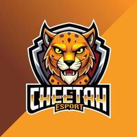 Cheetah mascot esport logo design with shield vector