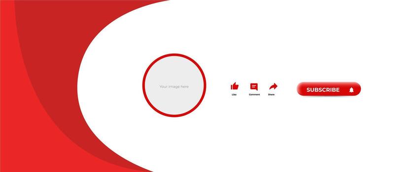 A red and white screen with a button and a red circle vector