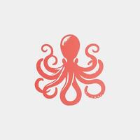 An octopus is shown in a red and white color vector