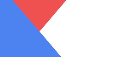 A red, white and blue triangle with a white background vector