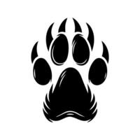 A black and white paw print on a white background vector