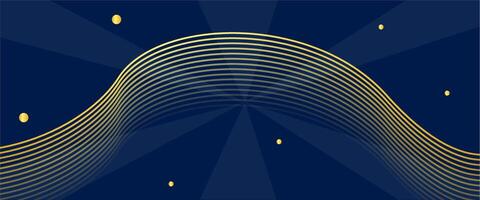 A wave pattern with gold lines on a dark blue background vector