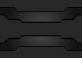 Black tech sci-fi background with red lines vector