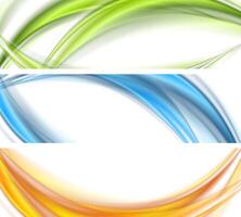 Abstract shiny bright wavy banners design vector