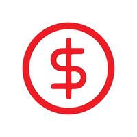 A red dollar sign in a circle on a white background vector