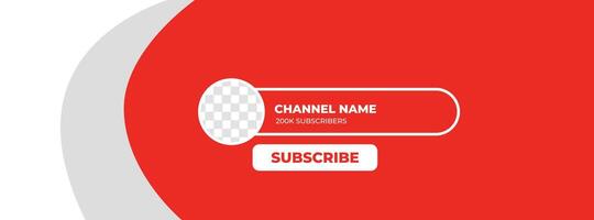 A red and white background with a white button that says channel name subscribe vector