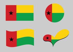 Guinea - Bissau flag. Flag of Guinea - Bissau in heart shape. Guinea - Bissau flag in circle shape. Country flag variations vector