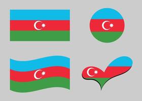 Flag of Azerbaijan. Azerbaijan flag in heart shape. Azerbaijan flag in circle shape. Country flag variations vector