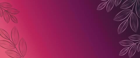 Gradient background with branches of leaves. Minimalism background with leaves in line style. Vertical gradient banner with copy space vector