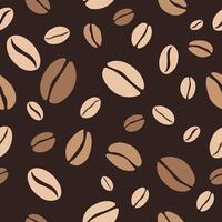 Coffee pattern. Coffee beans on brown background. Endless pattern with coffee vector