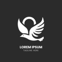 A white dove logo with a ring on it vector