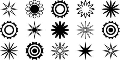 Set of Assorted Flower Shape. Flowers elements collection. Daisy chamomile, botanical icon, simple flower icon isolated on black background. Flower icon vector