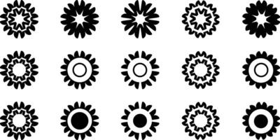 Set of Assorted Flower Shape. Flowers elements collection. Daisy chamomile, botanical icon, simple flower icon isolated on black background. Flower icon vector