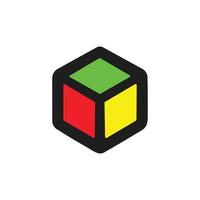 A cube with a red, yellow and green color scheme vector