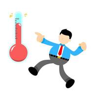 A cartoon man in a suit is running with a thermometer vector